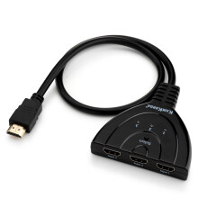 HDMI Switcher 3-Port Hub | 4K HDMI Splitter Switch 3 In 1 Out with Gold-Plated Connectors | Supports Full HD 1080P, 3D, Dolby, DTS Audio | No Power A
