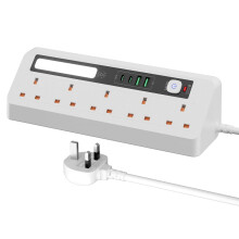 Extension Lead with USB Slots 5 AC Way Outlets, 3M/9.84FT Power Strip With Touch Nightlight,2 USB+2Type-C Slots Charging Surge Protected Electrical C