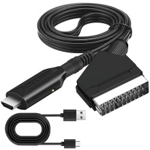 Scart to HDMI Converter, All-in-One Video Audio Adapter With SCART Input & HDMI Output, HD 720/1080P Scart to HDMI Adapter with USB Cable for HDTV Mo