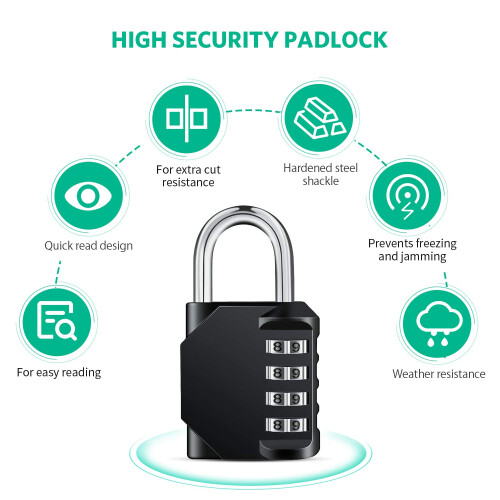 Combination Padlock Heavy Duty Locks  BeskooHome 4Digit Weatherproof C