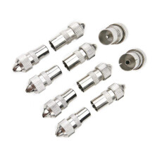 Liandasheng 10 PCS Aerial Connectors, Metal TV Aerial Connector Co-Axial Plug, 5x Female & 5x Male TV Aerial Coaxial Cable Connectors Adaptor, Coaxia