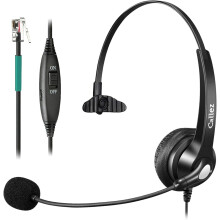 Telephone Headset RJ9 with Microphone Noise Cancelling, Landline Phone Headset Work for Polycom VVX410 VVX411 Plantronics Avaya 1408 Mitel 5312 Shore