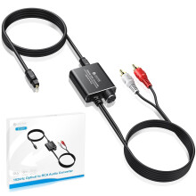 eSynic Portable Optical to RCA Converter with Volume Control 192KHZ Digital to Analog Audio Converter 7ft/2.1m Optical to Analog Audio DAC Converter