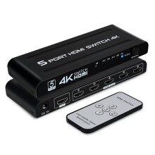 HDMI Switch 5 in 1 Out, 5 Port HDMI Switcher Box HDMI Splitter with IR Remote Control, Support 4K@30Hz, HDR, HDCP, 3D, 1080P HDTV PS3 PS4 Xbox Projec