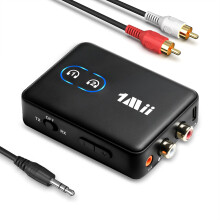 1Mii [Upgraded] ML302 Bluetooth 5.3 Transmitter Receiver, RCA AUX Wireless Audio Adapter, 30H Playtime, Dual Link, aptX LL/AD/HD Hi-Fi Sound for TV,