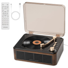 Gueray CD Player with Speakers HiFi Stereo Sound Vintage CD Player Bluetooth for Home, Retro Wood CD Players FM Radio with Remote Control, Support US