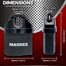 Maudex MDL60 Heavy Duty Padlock with 10 Keys Anti Drill Anti Pick Cy