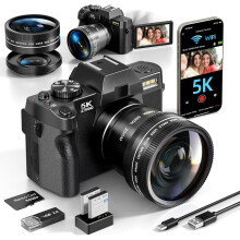 5K&64MP Digital Cameras for Photography&Video, Vlogging Camera for YouTube, Compact Camera with 64GB TF Card, WiFi,and Wide-Angle & Macro Len, AUTOFO
