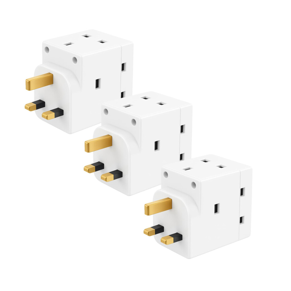 Photos - Cable (video, audio, USB) SHPELEC 13A 3-Way Fused Adaptor - Heavy Duty Triple Plug Outlet Converter with Built-in Surge Protection - Safe & Reliable P
