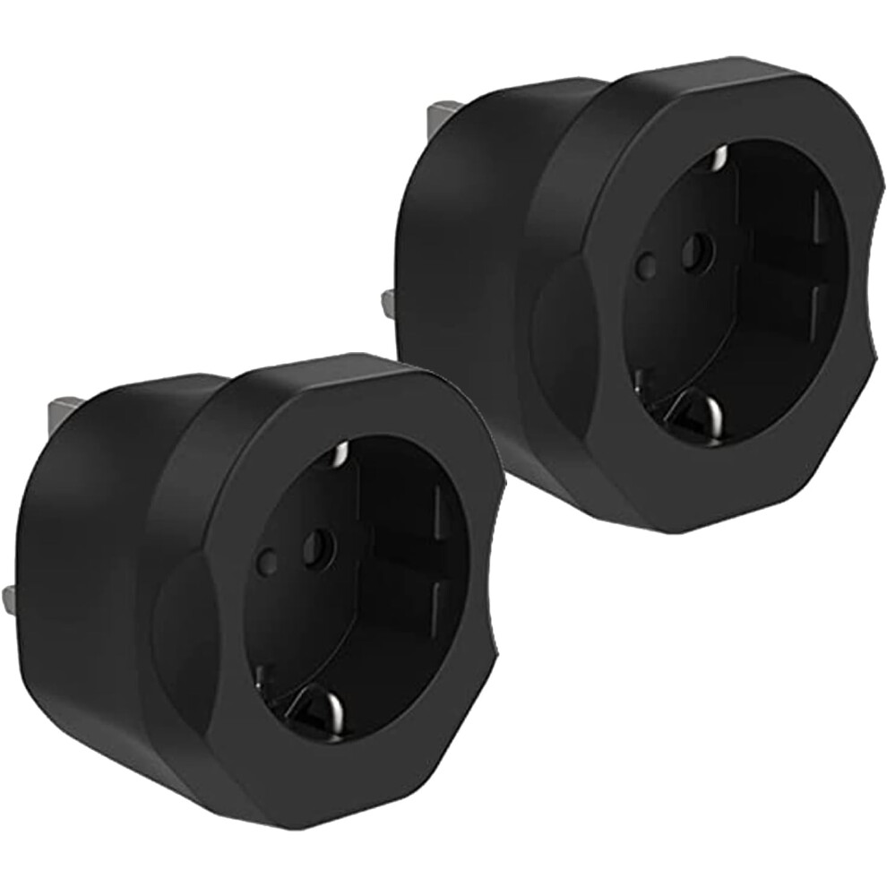 European To Uk Plug Adaptor 2 Pack,Vintar Eu To Uk Plug Adapter,2 Pin To 3 Pin Adapter Plug Uk From France,Spain,Germany To Uk, Black 5002907000829