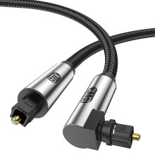 EMK 90 Degree Optical Cable for Soundbar to TV,360 Degree Free-Rotating Plug Fiber Optic Cable S/PDIF Toslink Male to Male Cable for Home Theater, So