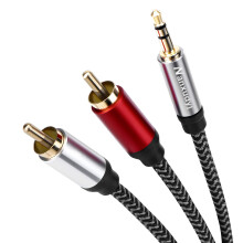 Nanxudyj 3.5mm to 2RCA Audio Cable 4M,Nylon-Braided 3.5mm AUX to 2 RCA Audio Cable for Stereo Receiver Speaker Smartphone Tablet HDTV MP3 Player & Mo