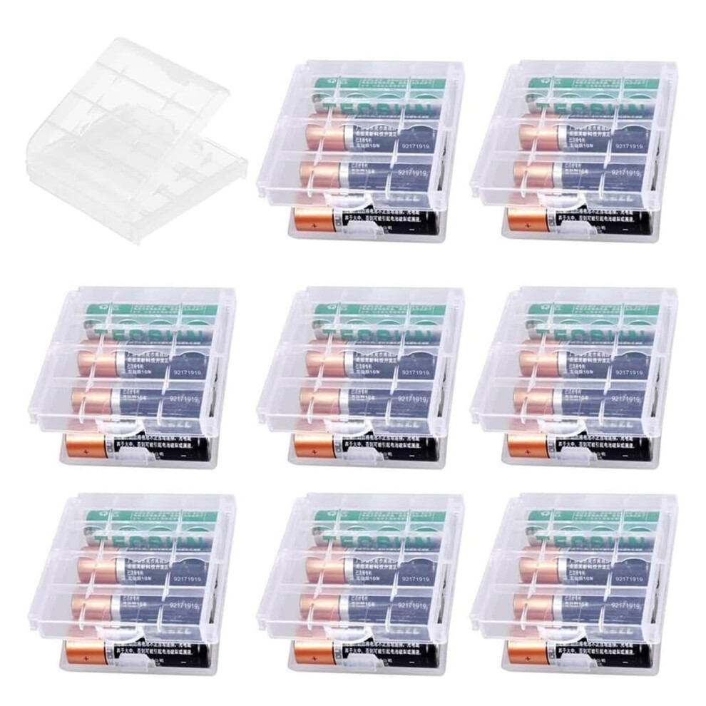 9 Pcs Aa/Aaa Cell Battery Storage Cases, Hard Plastic Batteries Storage Boxes For Aa/Aaa Cells And Rechargeable Batteries, Clear Cells Holder (Hyalin 5006431557576