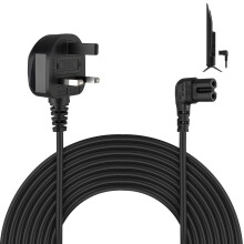 Figure 8 Power Lead 5M Compatible with Samsung TV, C7 Power Cable, UK 3-Pin to 2-Pin 90 Degree Right Angle IEC Connector Mains Supply Cord with Fused