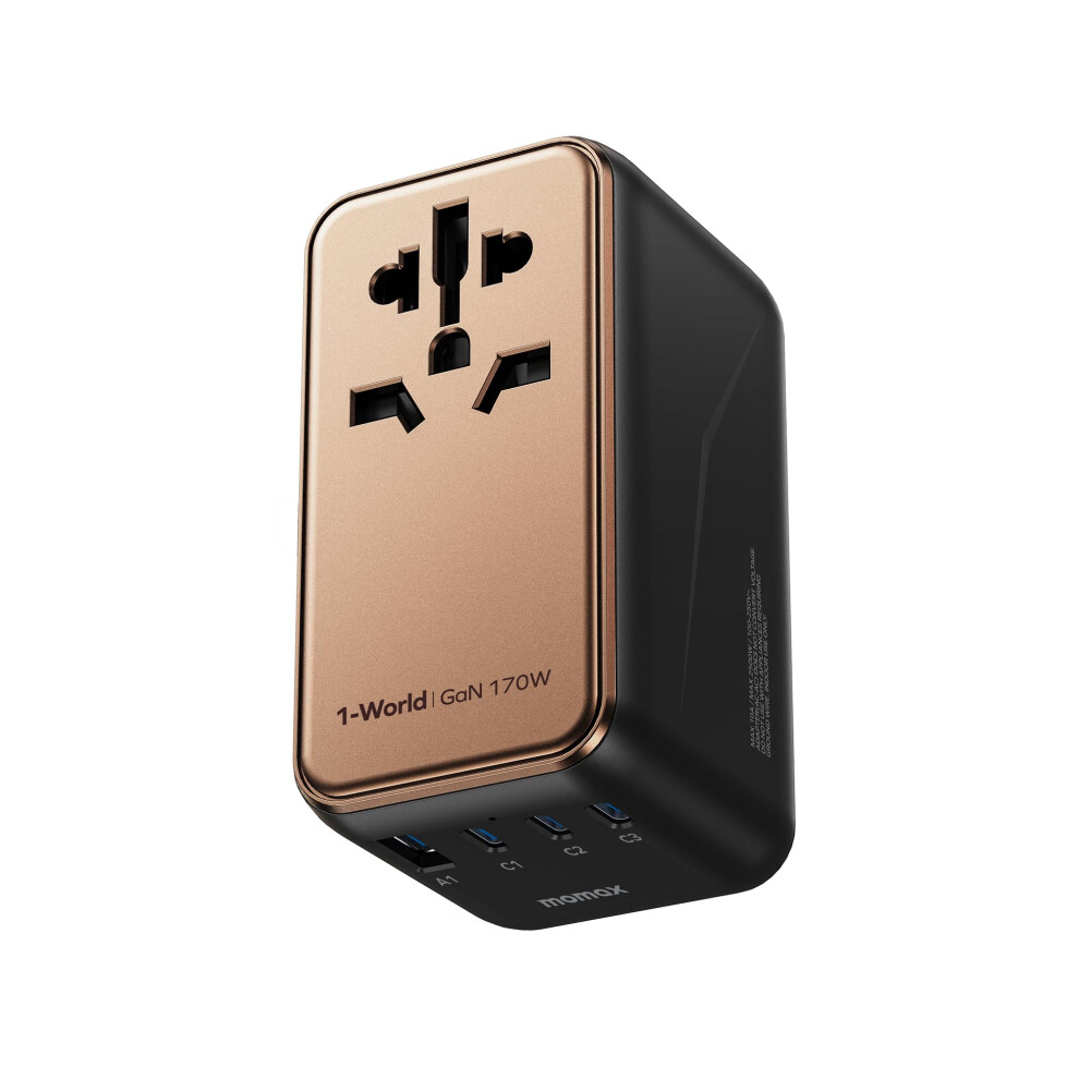 Momax Universal Travel Adapter, 170W Gan International Power Adapter, 3 Usb-C 1 Usb-A, Worldwide Travel Plug Adapter, International Power Adapter For 4894222074743