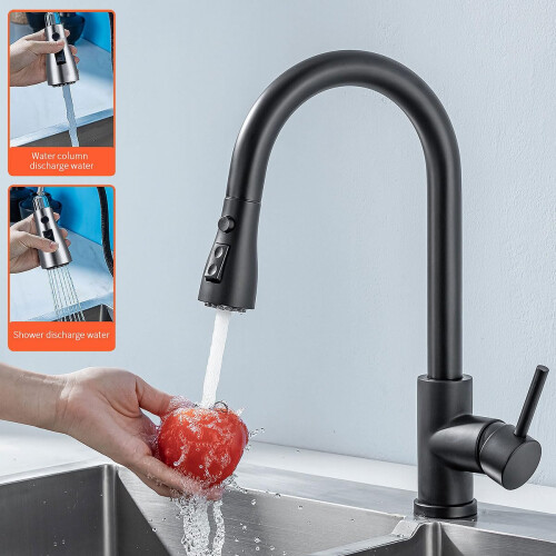 HASVREOG Kitchen Pull-Down Faucet with High Arc Spout, Dual Function Spray Head,High - Performance Pull - Out Kitchen Sink Faucet,Easy Installation (M 1
