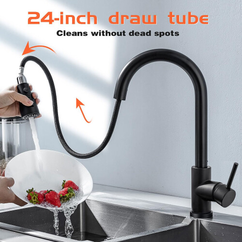 HASVREOG Kitchen Pull-Down Faucet with High Arc Spout, Dual Function Spray Head,High - Performance Pull - Out Kitchen Sink Faucet,Easy Installation (M 2