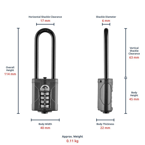 Squire Squire Combination Padlock CP4025 – 40mm Long Shackle Combination Padl 2