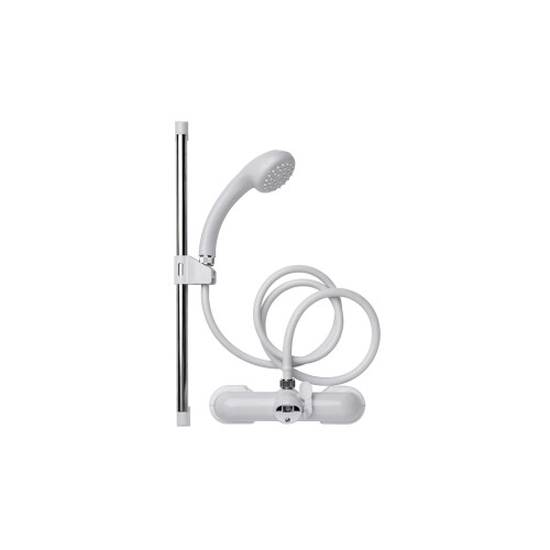 Croydex Croydex White Complete Shower Kit Mixer for Taps with 42cm Riser Rail 2