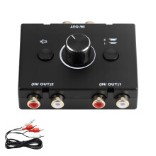RCA Audio Switcher, 2 In 1 Out / 1 In 2 Out Bidirectional Stereo RCA Switch Box, Passive Audio Selector with Volume Control and Mute Button, RCA Sour