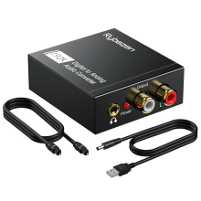 192KHz DAC Converter,Digital SPDIF Toslink to Analog Stereo Audio R/L Converter Adapter with Optical Cable,Power Adapter for PS3 PS4 Xbox HDTV Blu-r