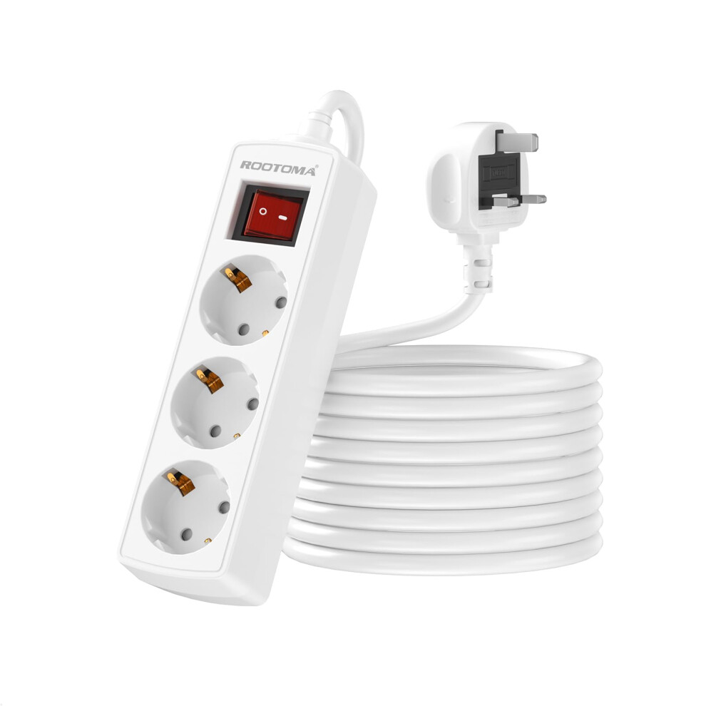 European To Uk Plug Adapter, Eu To Uk Plug Adapter 3 Ac Outlet For European Electronic Device, 3M Extension Lead Travel From France, Italy, Spain, Ge 5007489429495