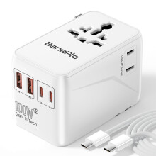Universal Travel Adapter with 100W PD Fast Charging, Worldwide Travel Plug Adapter with 2 USB-C PD and 2 USB-A Ports QC, International Travel Adaptor