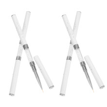 20Pcs White Double End Nail Liner Brushes Metal Fiber Fine Line Pens