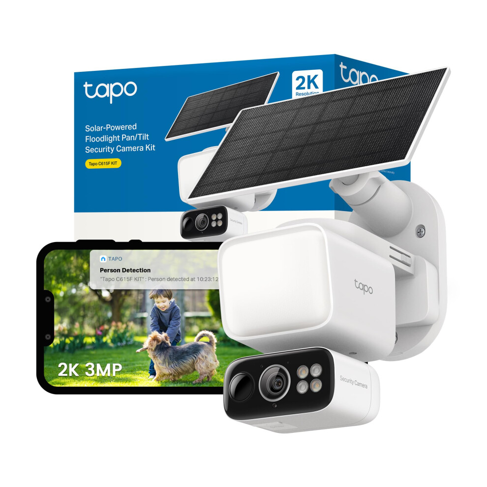 Tapo C615f Kit 2K 3Mp Solar Security Camera Outdoor Wireless,800 Lumens Floodlight Security Camera,Colour Night Outdoor Camera,Ai Detection,Ip65,No Hu 1210002606240