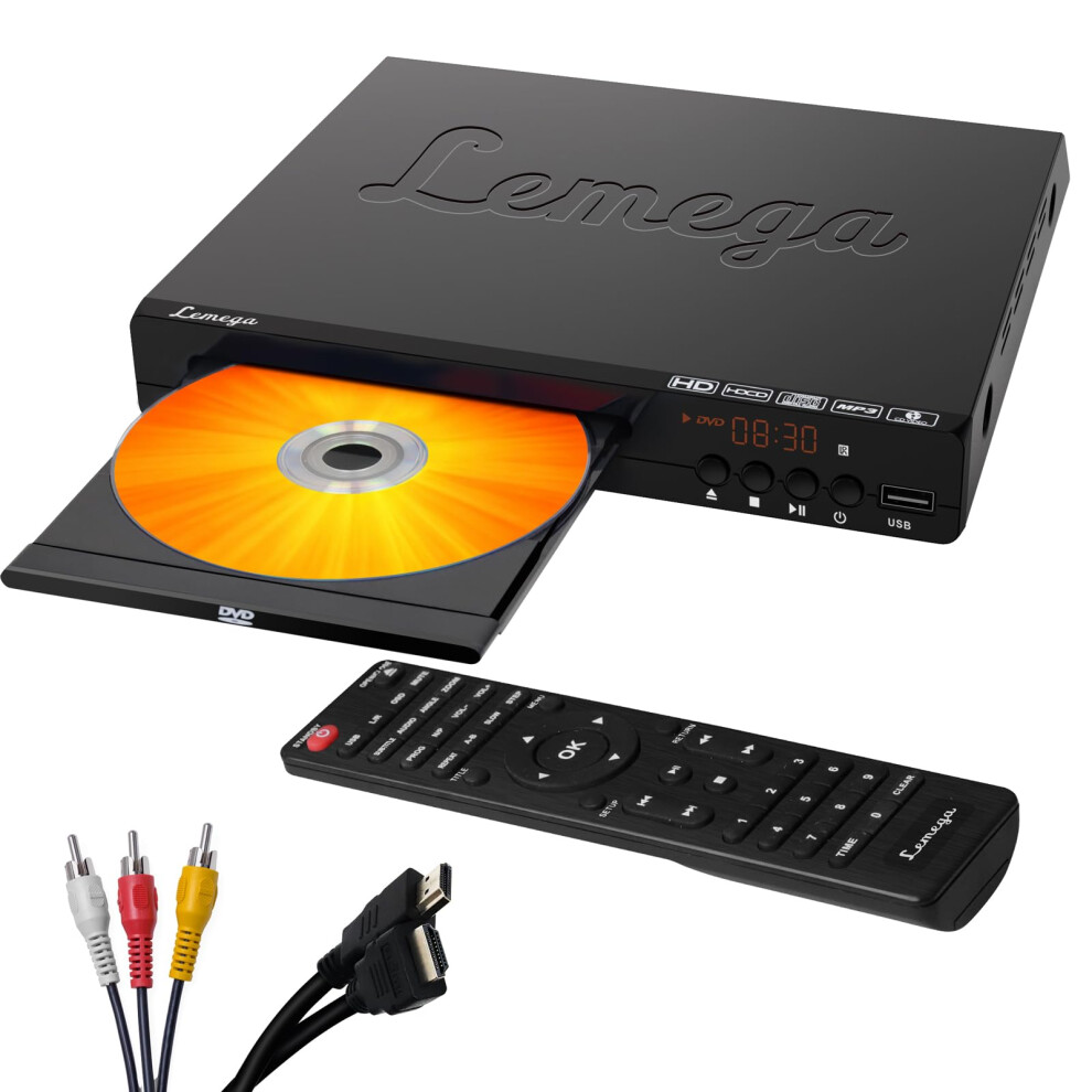 Lemega Playhd Dvd Player For Tv With Hdmi - Multi-Region Region-Free, Hd 1080P Upscaling, Usb & Mp3 Playback, Compact Home Dvd Player For Tv, Easy Se 5003647270343