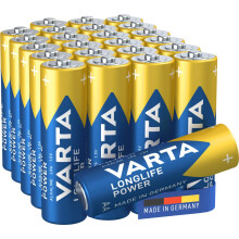 VARTA Longlife Power AA Mignon LR06 Alkaline Battery (24-Pack) - Made in Germany - Ideal for Toys, Torches, Controllers and Other Battery-Powered Dev