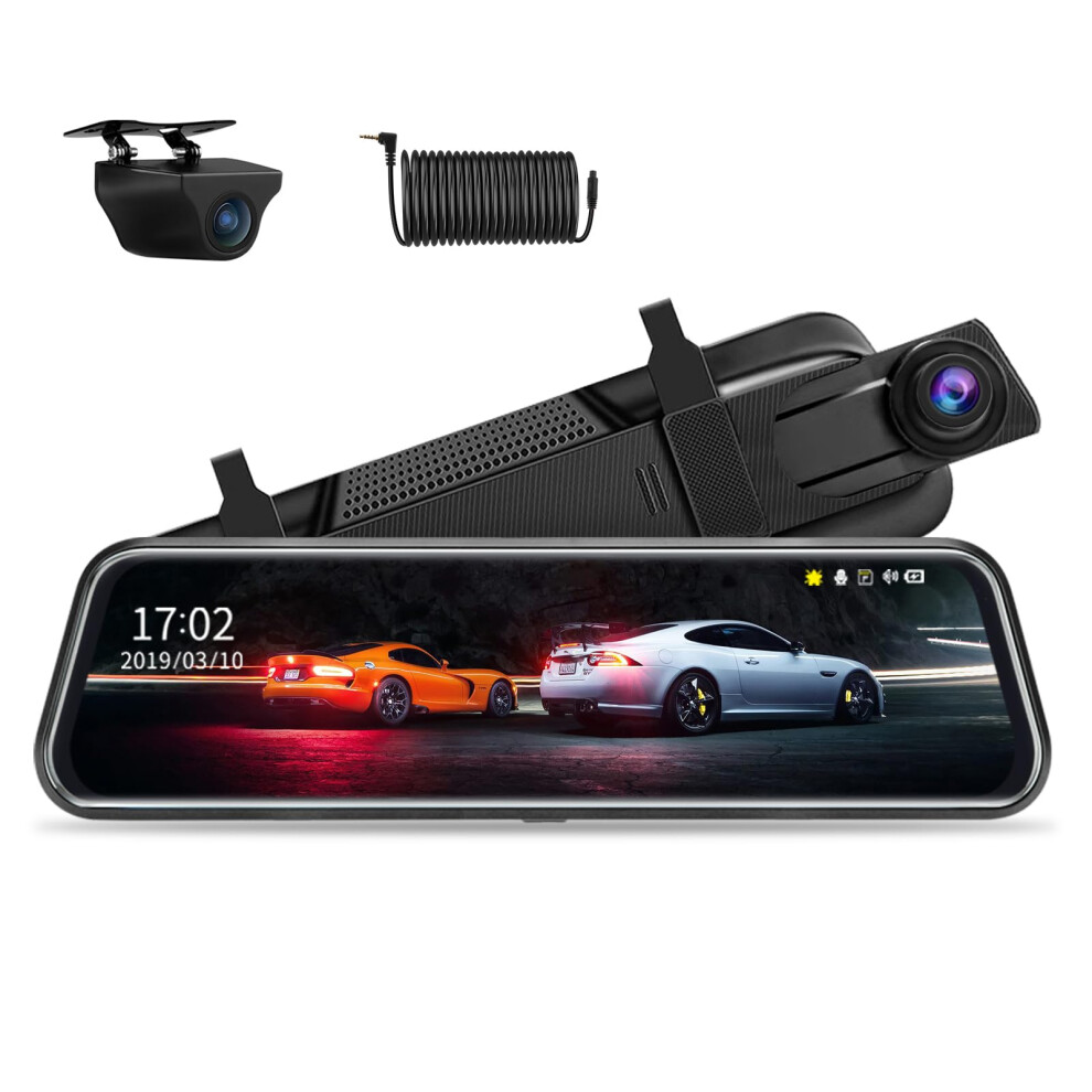 Ã2026 Upgradedã10 Inch Mirror Dash Cam Night Vision 1080P Full Touch Screen Dual Dash Cam Front And Rear Camera Car Rear View Mirror Loop Recordin 5005422870236