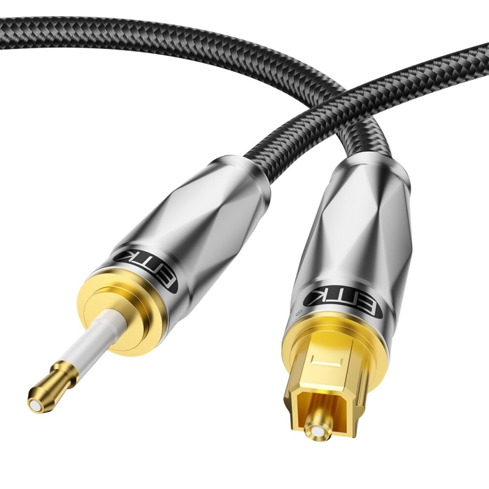 Emk Toslink To Mini Toslink Optical Audio Cable 24K -Plated Digital S/Pdif Fiber Optic Cables For Home Theater,Sound Bar,Tvs,Amplifiers,Hi-Fi Sys Gold 5003679275309