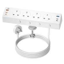 Desk Power Socket USB C 20W, 4 Way Desktop Socket Individually Switchable with 4 USB C and 2 USB A, Desk Extension Lead, Overload Protected Power Str