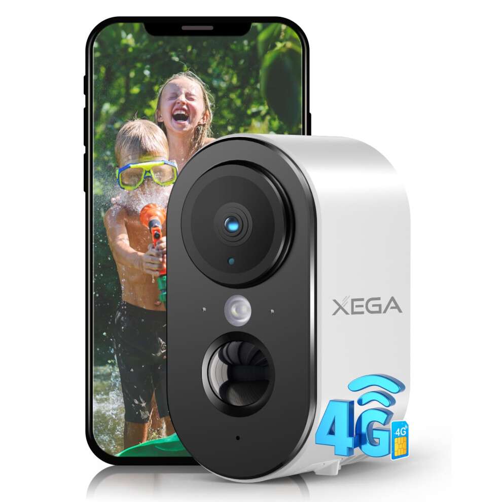 Xega 4G Cellular Security Camera With Sim Card Outdoor Indoor, 2K Hd Lte No Wi-Fi Security Camera Portable, 6000Mah Battery, Pir Motion Detection, 3M 5007351760886