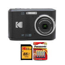Kodak PIXPRO FZ45 Digital Camera (Black) Bundle with 32GB Class 10 UHS-I U1 SDHC Memory Card and AA High-Performance Alkaline Batteries (4-Pack) (3 I