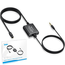 eSynic 192kHz Optical to 3.5mm Converter with Optical & 3.5mm Cable ABS Shell SPDIF to Aux Adapter with Professional Amplifier Chip for Headphone etc