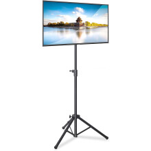 Pyle TV Floor Stand for 80cm–150cm Screens, Tall Tripod TV Stand with 360 Tilt, Adjustable Height, Foldable & Portable, Free-Standing Mount for Be