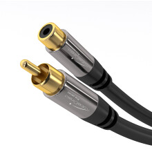 KabelDirekt – RCA extension cable – 2m – extra break-resistant Hybrid cable for brilliant sound quality (subwoofer/audio cable, RCA male to fema