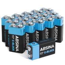 ABSINA 16X 9V Battery smoke alarm – Long-Lasting & Leakproof 9V batteries for Smoke Detectors & More – 9 Volt Batteries, square battery