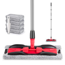 MEXERRIS Microfibre Mops for Cleaning Floors - Floor Flat Mop with 4 Reusable Pads & 59"Adjustable Handle - Dry Dust Mops for HardwoodWood Laminate T