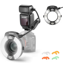 Neewer RF1-S Marco Ring Flash Light Compatible with Sony Camera, 76Ws GN15 5600K TTL Lighting, 1-1/128 Output Front/Rear Curtain Sync Color Gels Lens