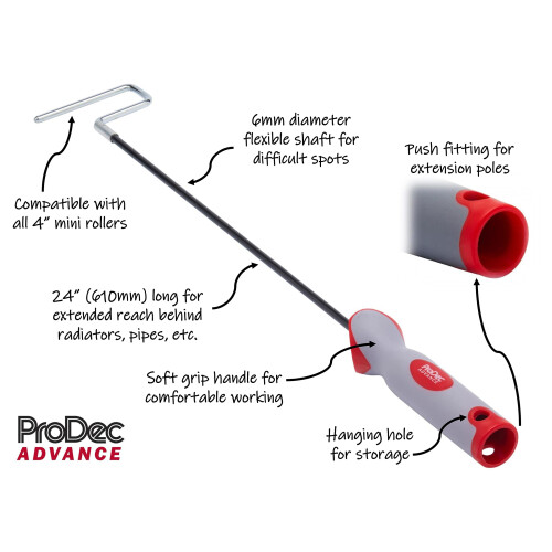 ProDec Advance 24 inch Long Soft Grip Flexible Mini Paint Roller Frame Gives Ext 2