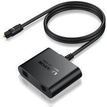 LiNKFOR Optical Audio Splitter 1x2 with SPDIF Cable, Toslink Digital Splitter Supports LPCM 2.0 & DTS, Low Signal Loss, 5V USB Powered, Compatible wi