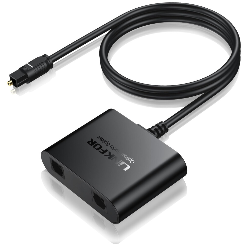 Linkfor Optical Audio Splitter 1X2 With Spdif Cable, Toslink Digital Splitter Supports Lpcm 2.0 & Dts, Low Signal Loss, 5V Usb Powered, Compatible Wi 37388546