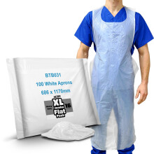 RE-GEN 100pc XL Jumbo Flat Pack Heavy-Duty 16 Micron Disposable Aprons | 68cm x 117cm | Premium Quality, Kitchen, Catering, Medical Healthcare, Workp