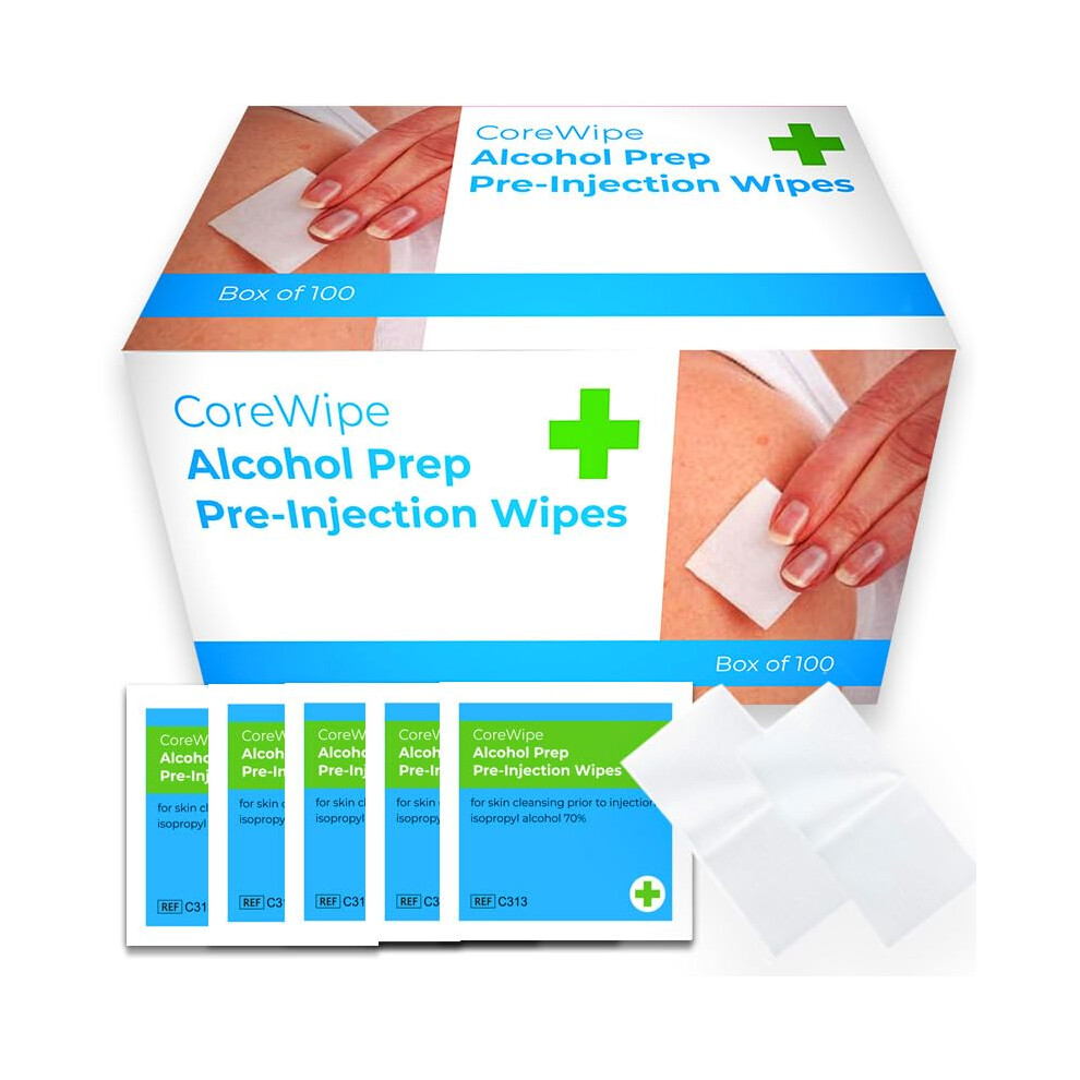 Core Medical 70% Isopropyl Alcohol Pads, Individually Sealed Wipes Swabs Suitable For Medical Pre-Injection And Antibacterial Cleaning Portable