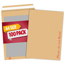 A4 100 Pcs Manilla Hard Board Back Envelopes Please Do Not Bend Envelope with Peel & Seal Strip for Mailing, Posting Shipping Storing Documents