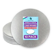 Pack N Trade 10 Inch Round Cake Boards – Pack of 10 Single Thick 2mm Cardboard, Reusable & Sturdy Cake Base for Baking, Decorating, and Display