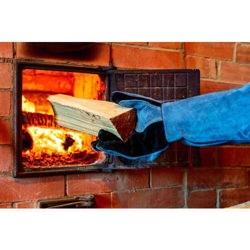RAPICCA Fireplace Gloves Fire Heat Resistant Grey 16IN  Fireproof Leat 1